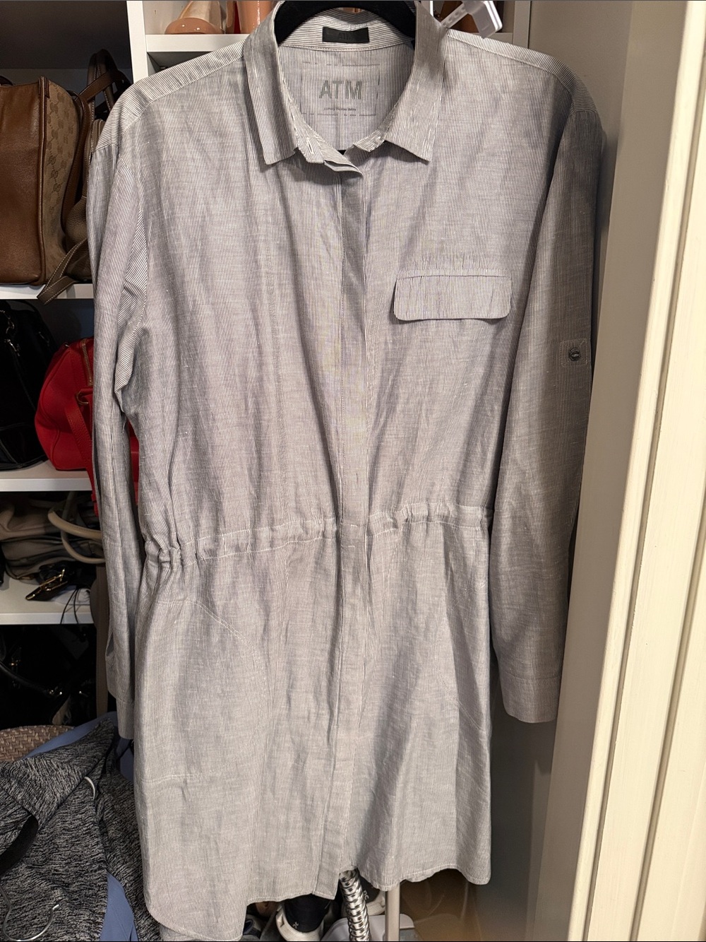 ATM Anthony Thomas Melillo Pinstripe Shirt Dress